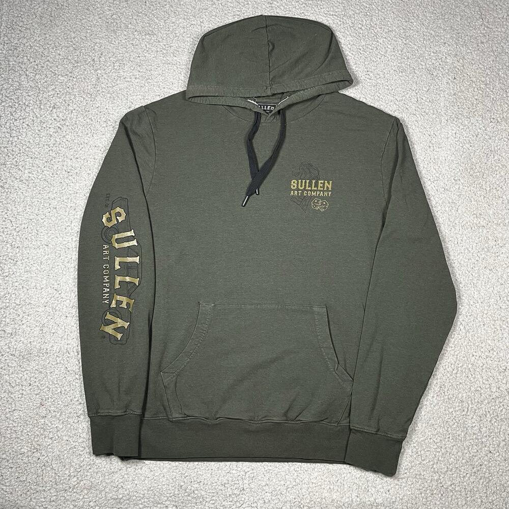 Sullen Art Collective Hoodie Mens M Green Grunge Snake Tattoo Goth Pullover